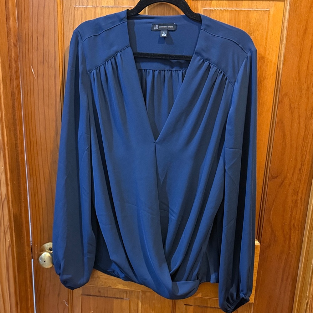 INC International Concepts Navy Women's Blouse XL